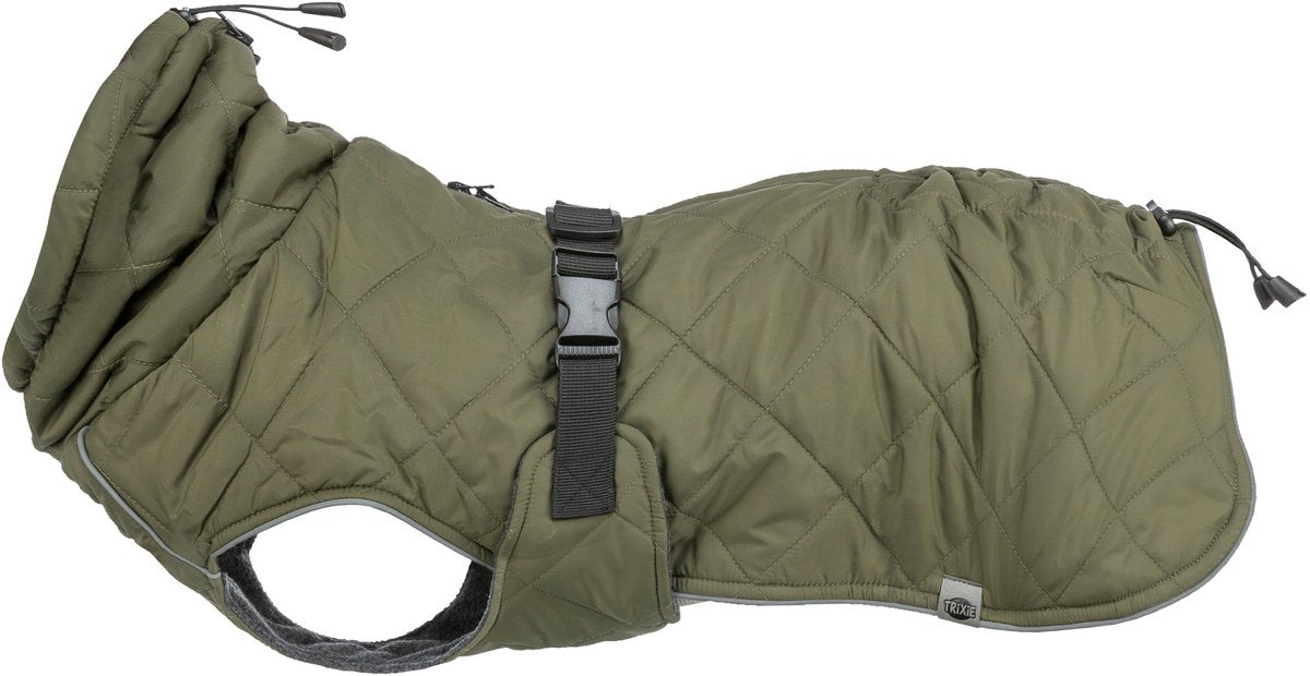 Trixie hondenjas - olijfgroen 50cm - waterdicht, fleece voering, verstelbaar
