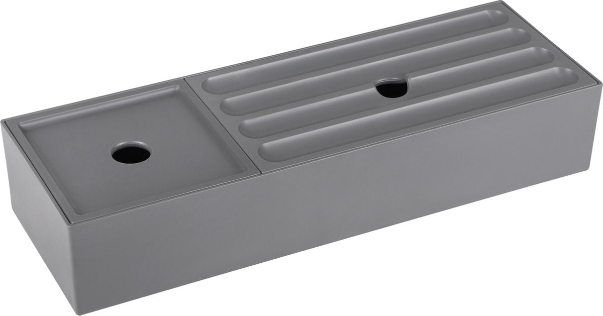 Differnz lade organizer met deksel – schuiflade opberger – opbergbakjes – kunststof sorteerbakjes – 32 x 11 x 6 cm – grijs