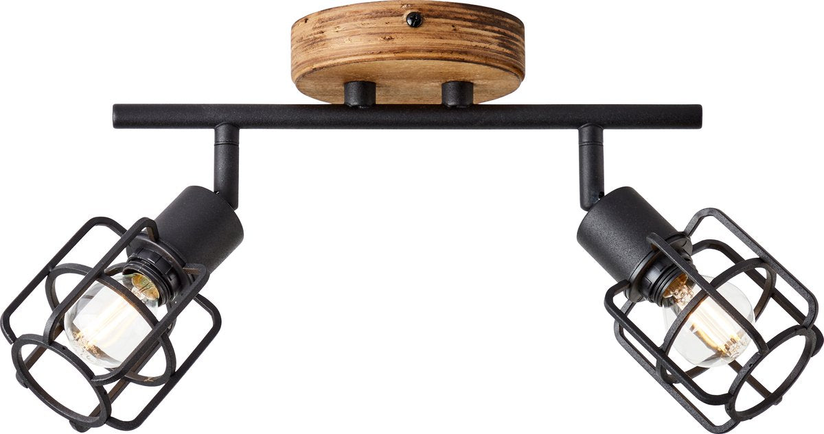 Brilliant gwen - plafondspot - e14 max 2x40w - hout zwart