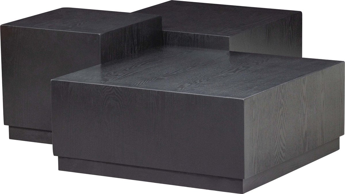 Woood pim bijzettafels - hout - zwart - set van 3