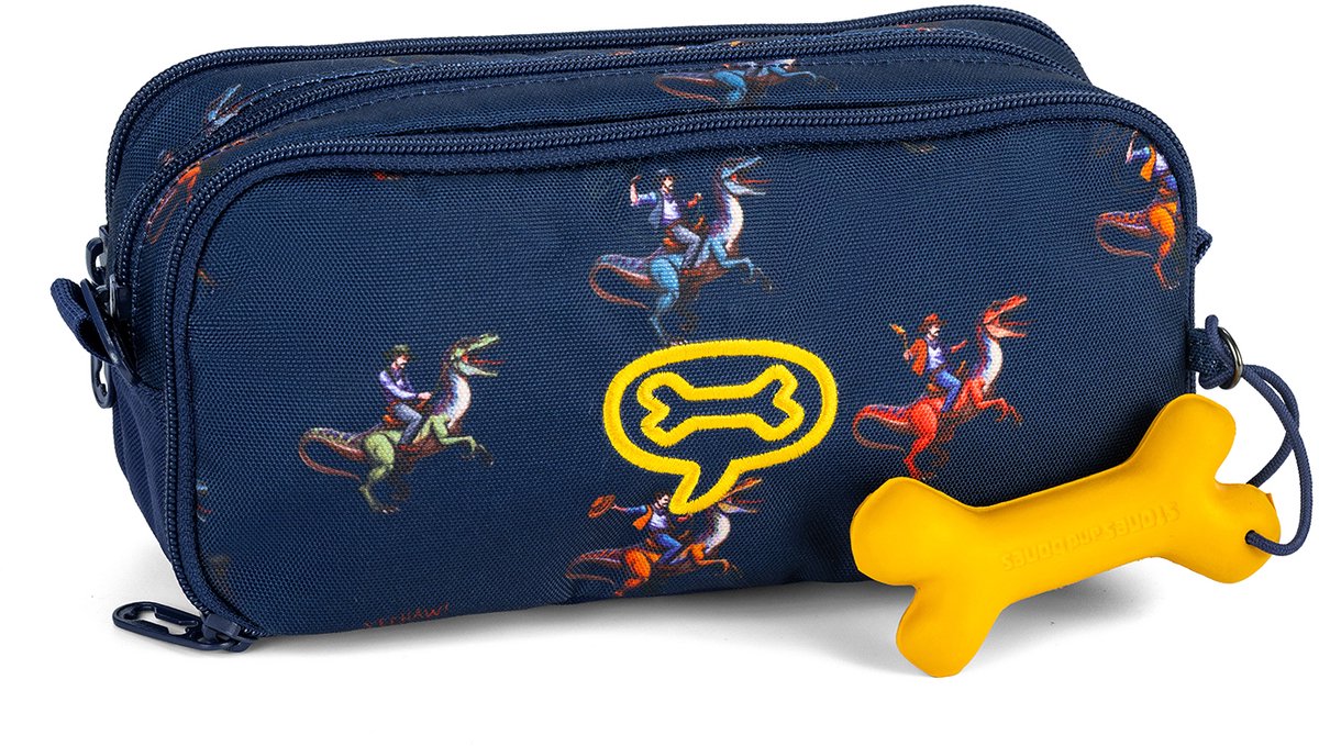 Stones and bones rowan 2.0 - etui - pennenzak voor kinderen - 3 vakken - yeehaw - indigo