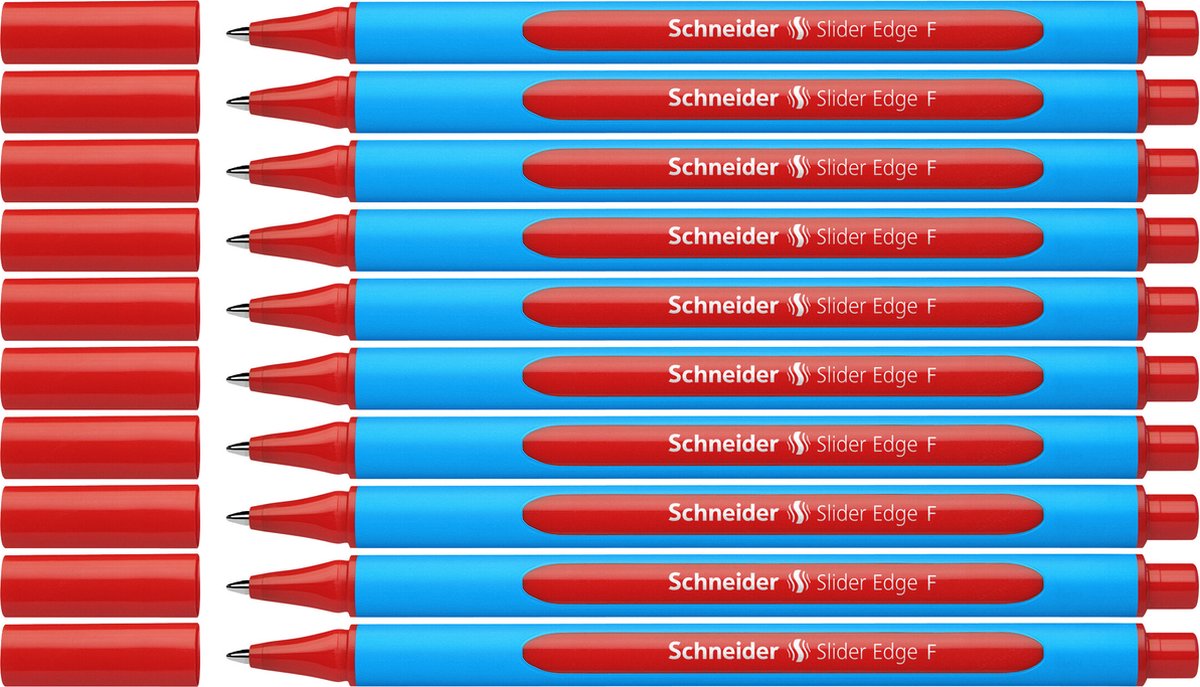 Schneider schrijfwaren schneider balpen - slider edge - f - rood - 10 stuks - s-152002-10