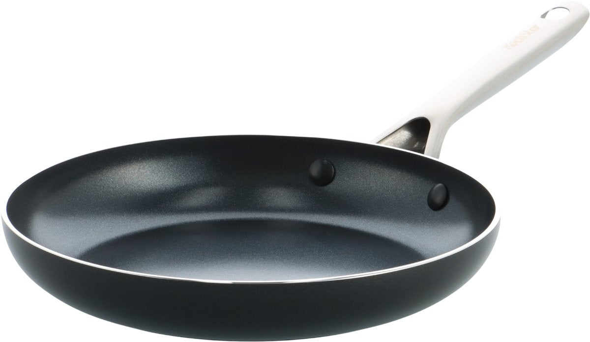 Kochstar nacht keramische koekenpan - 30cm - pfas-vrij - inductie koekenpan - inductie pan - vaatwasserbestendig - ovenbestendig tot 200° c - keramische anti-aanbaklaag - rvs handgreep - rvs rand - zwart