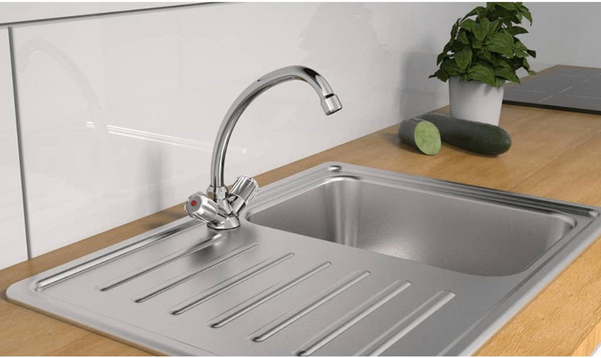 Schütte brillant wastafelkraan voor waterverwarmer met vrije uitloop - mengkraan - lage druk - met waste - chroom