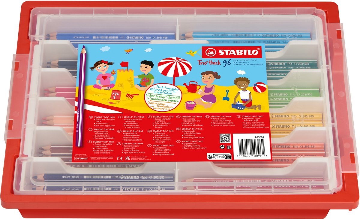 Stabilo trio thick - driekantige kleurpotloden met extra dikke kern - schoolverpakking met 96 stuks