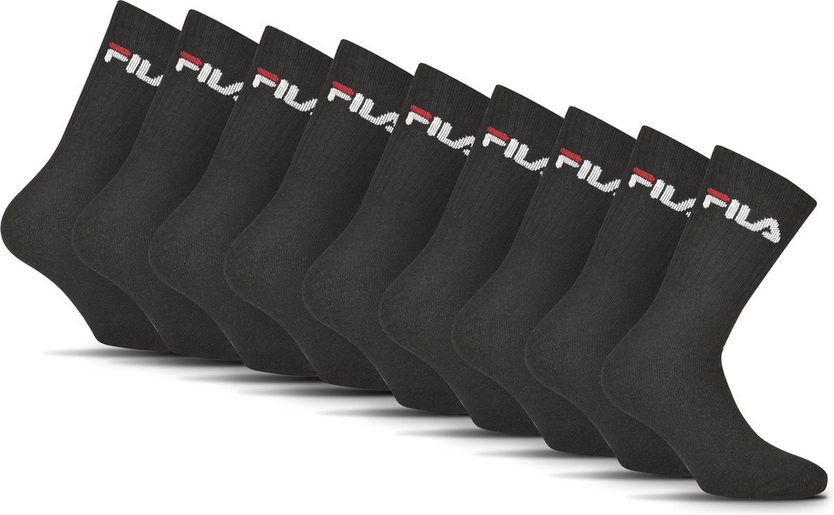 Fila tennis- sportsokken - maat 35 38 - 9 pack - zwart