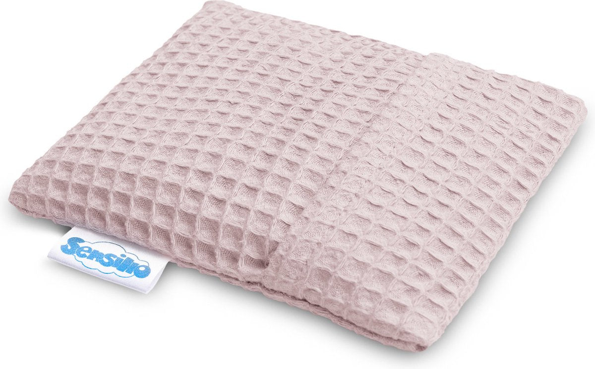 Sensillo baby premium kersenpittenzak wafel - 100% katoen - kruik gevuld met kersenpitten - 13 cm x 16 cm - roze