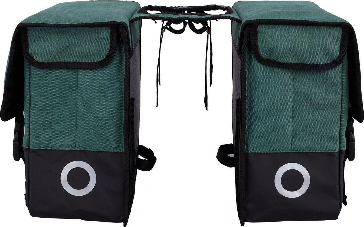 Willex dubbele fietstas - canvas - reflectie - 57 liter - universele bevestiging - hunter green matt black