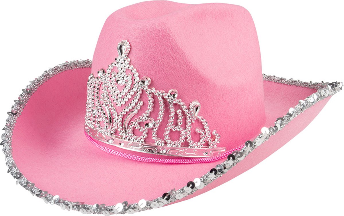 Boland - hoed cowboy glimmer roze roze - 57 - volwassenen - vrouwen - cowboy - indiaan