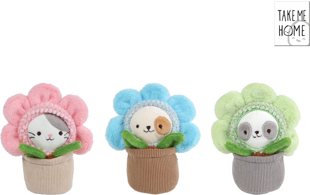 Take me home pluche kat knuffel in pot 16cm - schattig speelgoed.