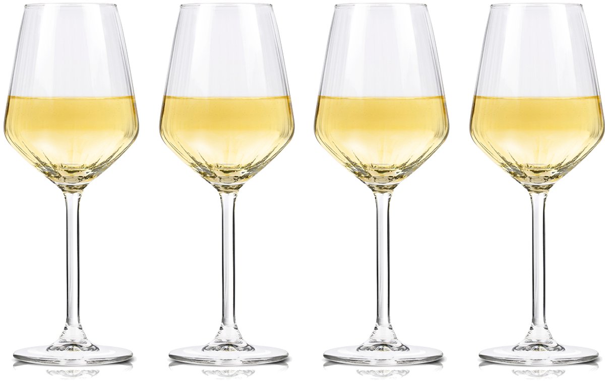 Alpina wijnglazen witte wijn - 4 stuks witte wijnglazen - wijnglas 38cl - wijnglazen set - glazenset voor diner - wijn glazen - helder glas
