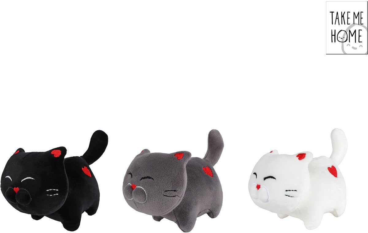 Take me home knuffel kat pluche 16cm meerkleurig speelgoed.