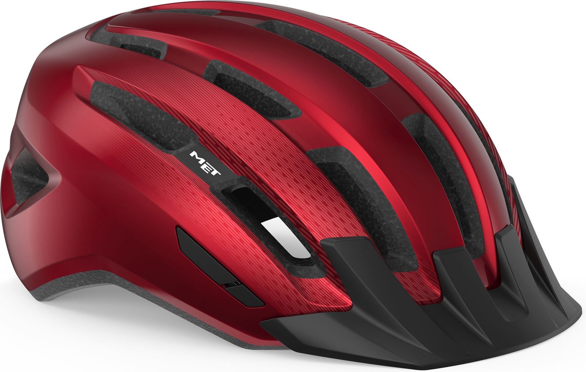 Met downtown fietshelm mannen vrouwen – fietshelm racefiets volwassenen – e-bike – trekking – maat m l (58-61cm) – red glossy (rood)