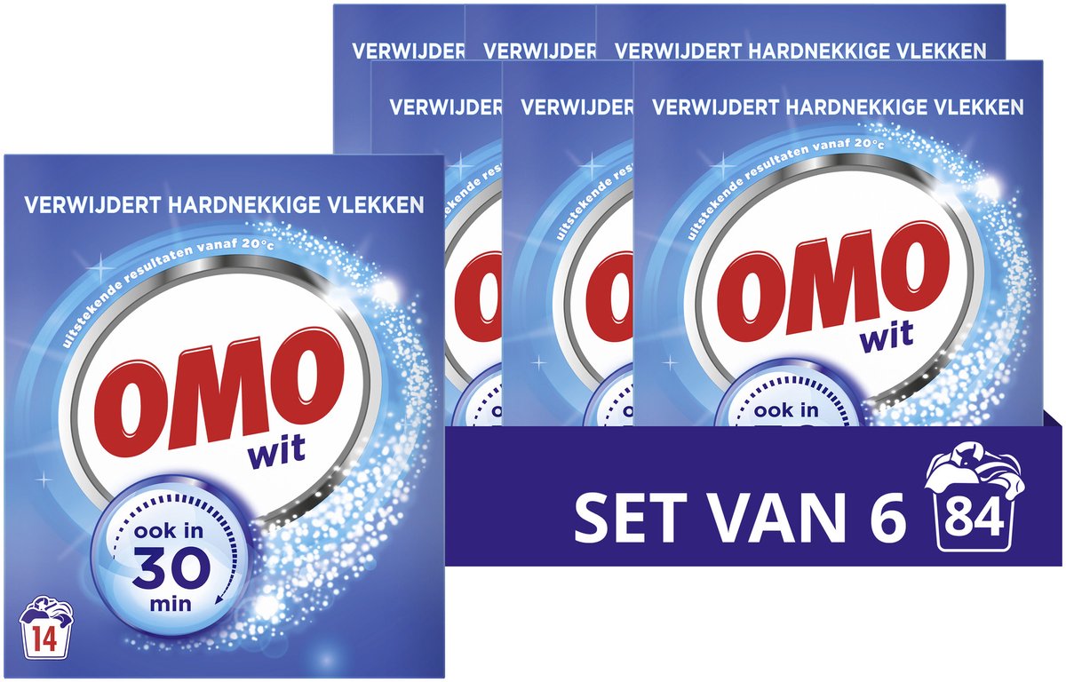 Omo waspoeder - wit - 6 x 14 wasbeurten - voordeelverpakking