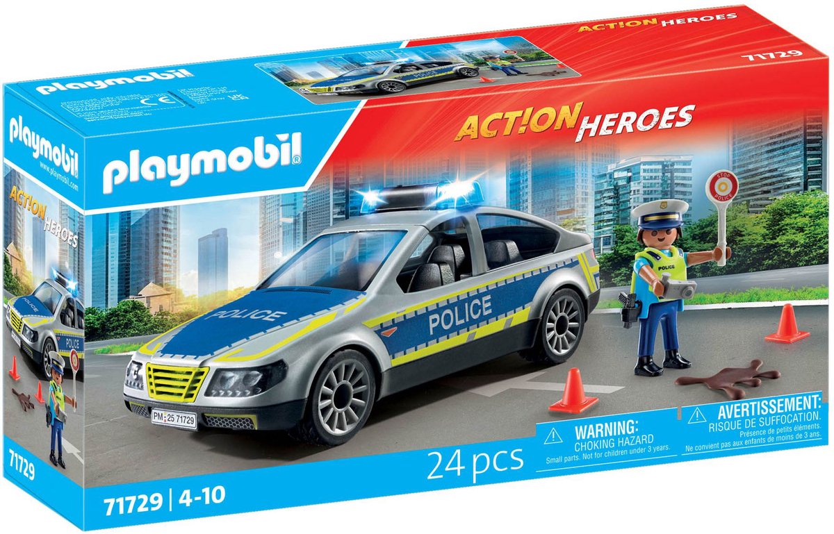 Playmobil action heroes politie patrouille auto 24dlg - 71729