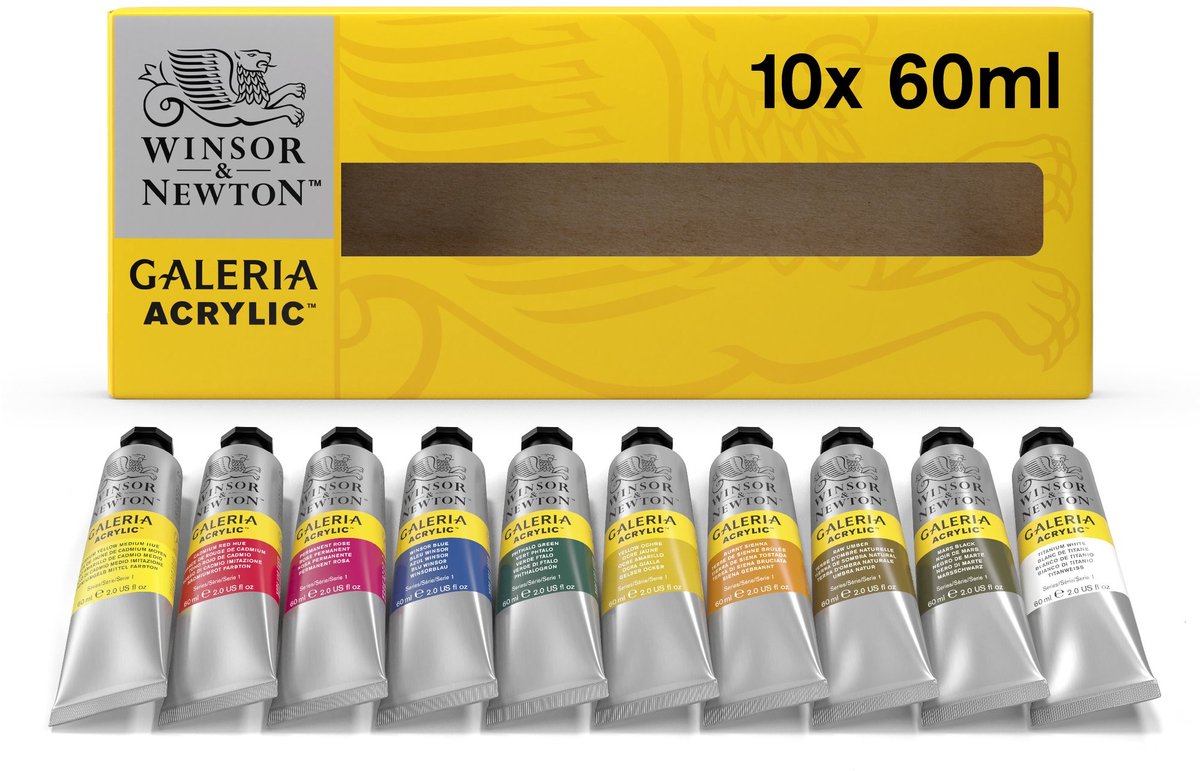Winsor newton 2190517 galeria acrylverf set – 10 × 60 ml – acrylverf voor beginners kunstenaars