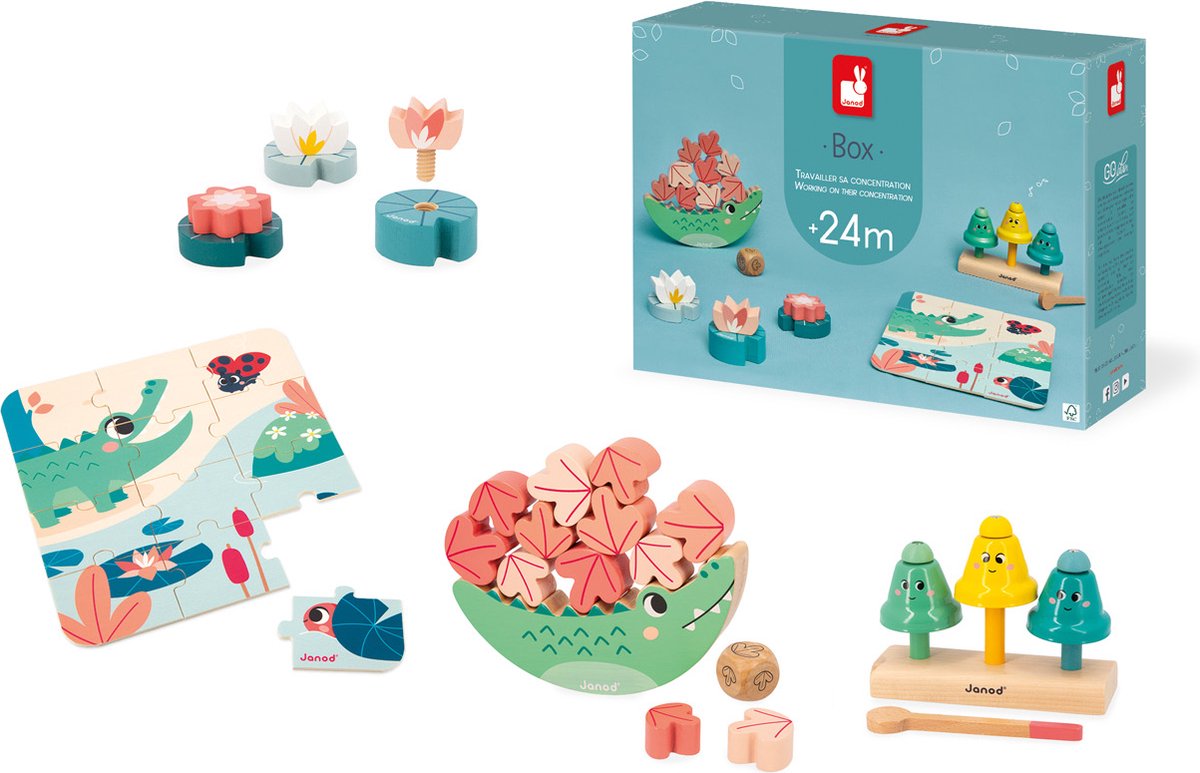 Janod - box 24 maanden concentratie - speelset - 4 stuks speelgoed