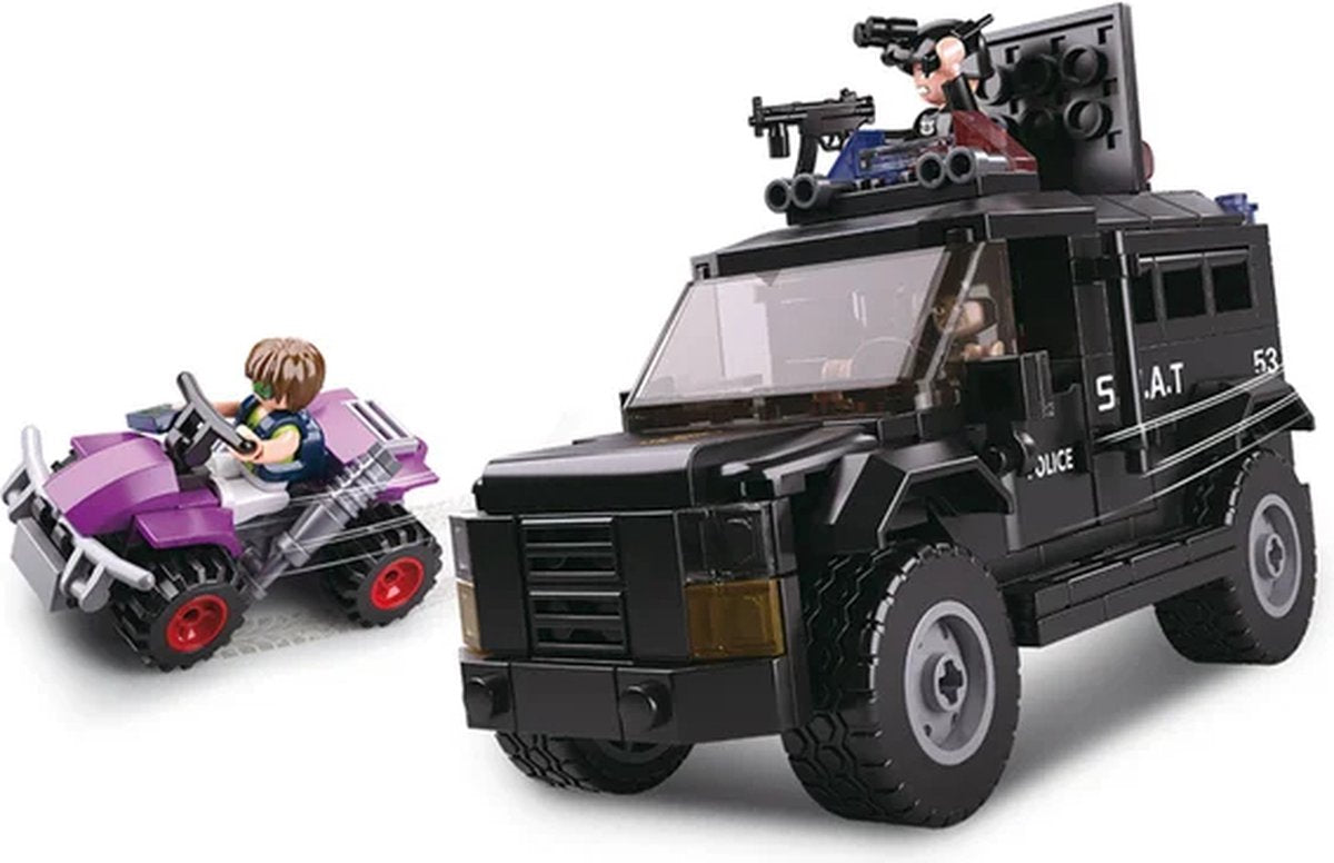 Sluban modelbricks swat gepantserd voertuig bouwspeelgoed kinderen vanaf 6 jaar – constructiespeelgoed modelbouw – bouwdoos met 293 bouwstenen en 3 minifiguren – m38-b0653