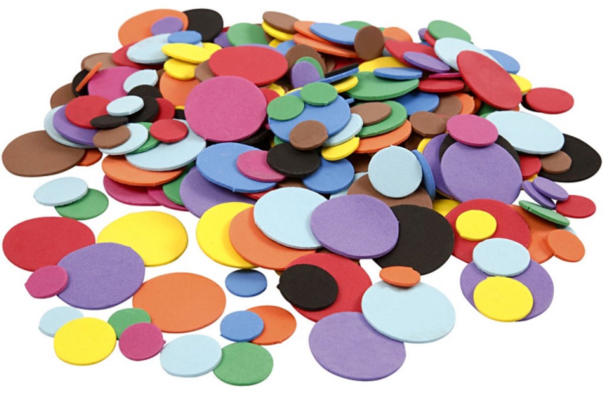Creativ company cc eva foam cirkels multigekleurd 12-32mm 300 stuks