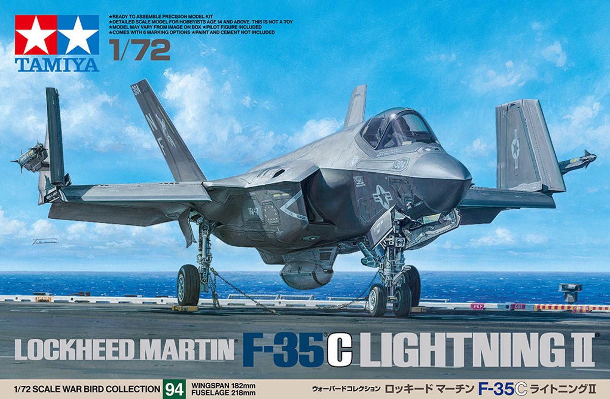 Tamiya modelbouwpakket militaire voertuigen - 60794 lockheed martin f-35c lightning ii - amerikaanse straaljager plastic - 1:72 - modelbouw
