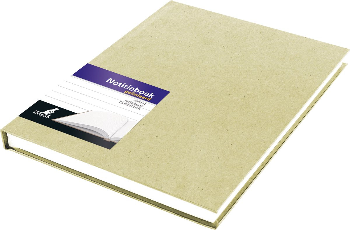 Kangaro notitieboek - a5 - lijn - 192 pagina's - 70 grams - harde kaft - kraft - 5 stuks - k-5524-5