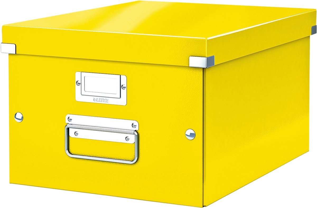 Leitz wow click store middelgrote opbergdoos - 85% gerecycled karton - 28.1 x 37 cm (bxd) - voor a4 formaten - ideaal voor kantoor en thuiswerken - geel