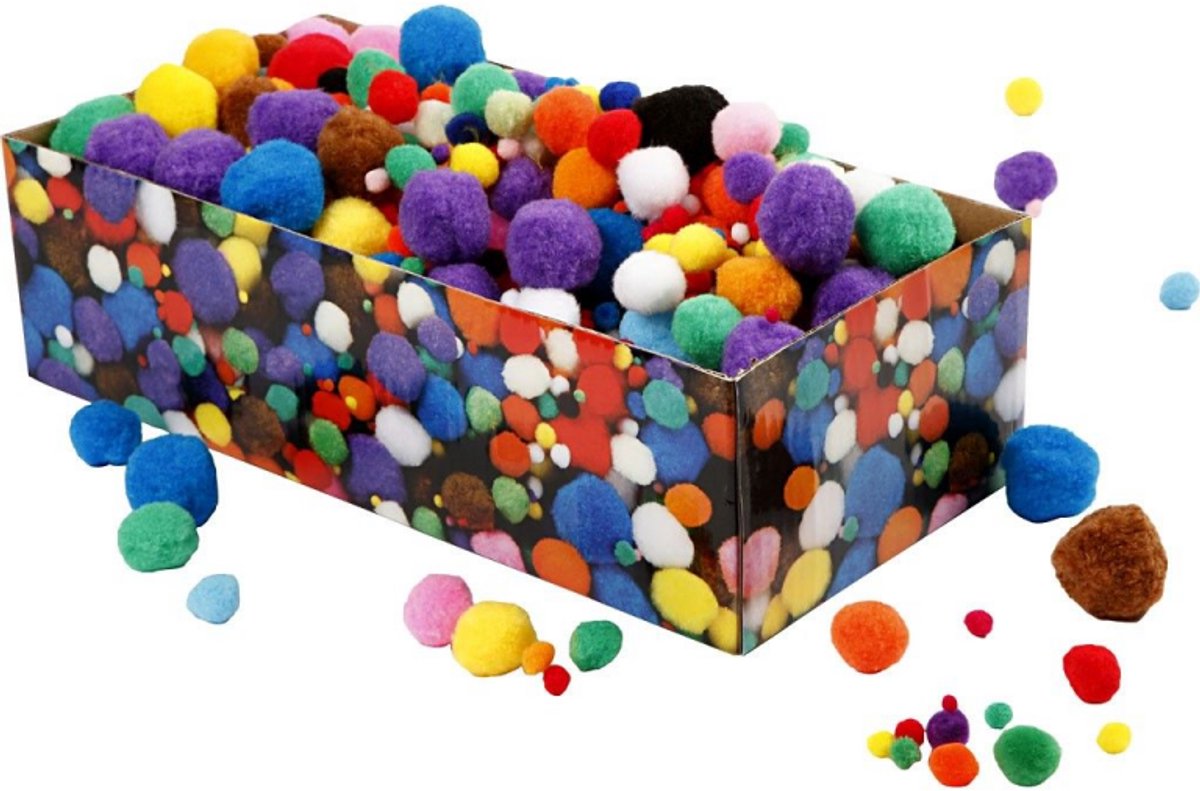 Creativ company https: www.cchobby.nl pompons-d-5-40-mm-ca-720-stuk-diverse-kleuren-200-gr-1-doos