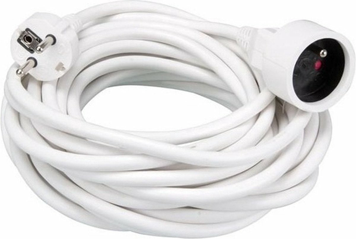 Perel verlengkabel, h05vv-f 3g1.5, 5 m, 16 a 230 v, 3500 w, type e f, voor binnen, pvc, wit