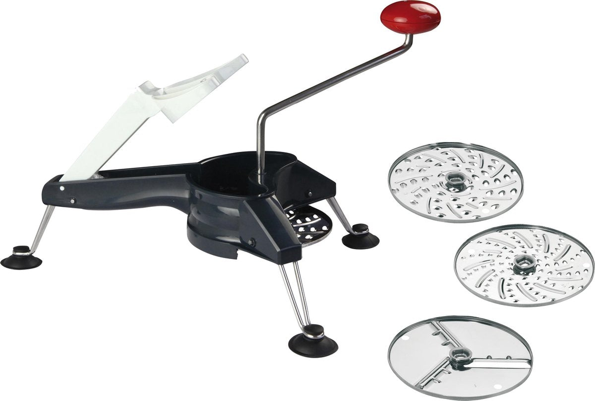 Westmark roterende groenterasp met 3 schijven, roestvrijstalen messen, schnitzel mouli, antraciet zilver rood, 11712260