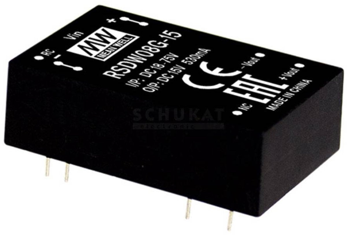 Mw mean well rsdw08f-12 dc dc-convertermodule 666 ma 8 w aantal uitgangen: 1 x inhoud 1 stuk(s)