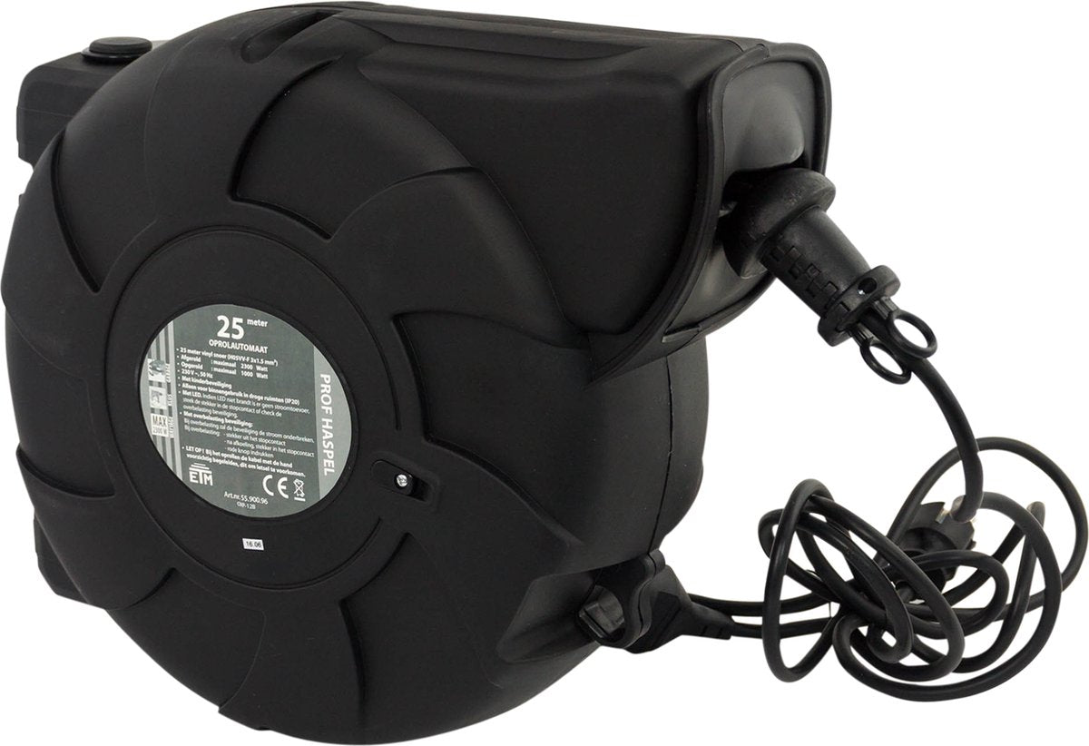 Q-link etm kabeloprolautomaat - 25 m met 3 x 1.5 mm2 pvc snoer - zwart