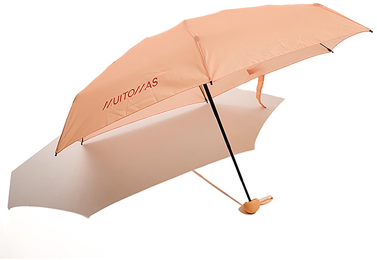 Muitomas paraplu compact - lichtgwicht – telescopische steel - antisliphandgreep - koord en hoes - peach fuzz