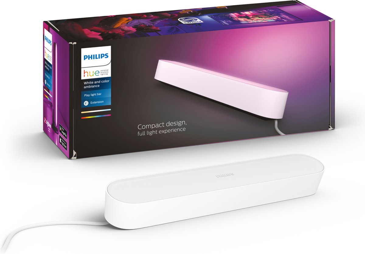 Philips hue play lightbar - wit en gekleurd licht - wit - 1-pack - uitbreiding