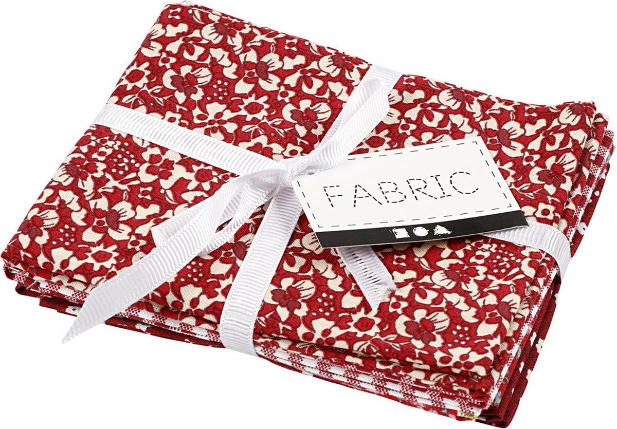 Creativ company patchwork stof rood 45x55cm, 4st.