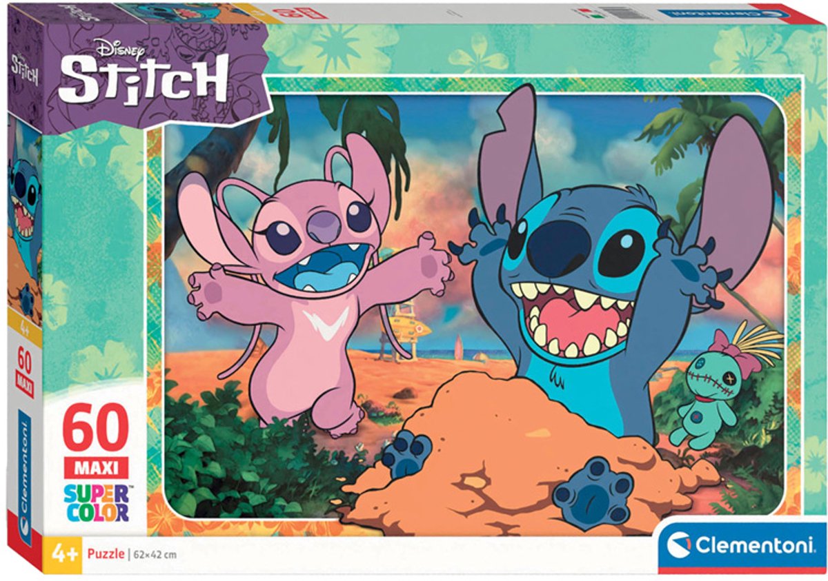 Clementoni - puzzel - 60 stukjes - lilo stitch - puzzel voor kinderen - supercolor