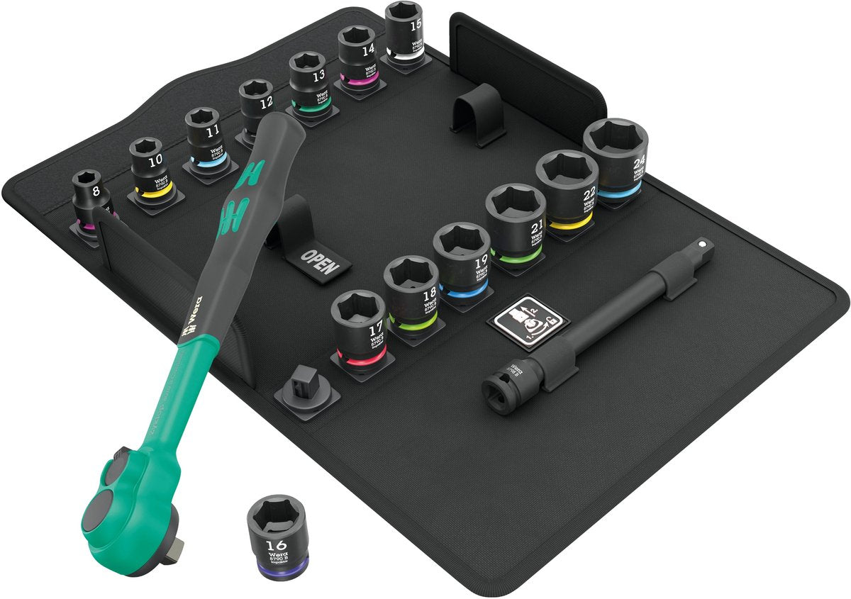 Wera 8100 sb 12 zyklop comfort ratelset, omschakelpal, 3 8 aandrijving, metrisch, 16-delig - 05005530001