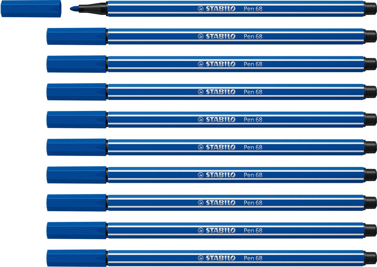 Stabilo pen 68 - premium viltstift - donkerblauw - doos 10 stuks