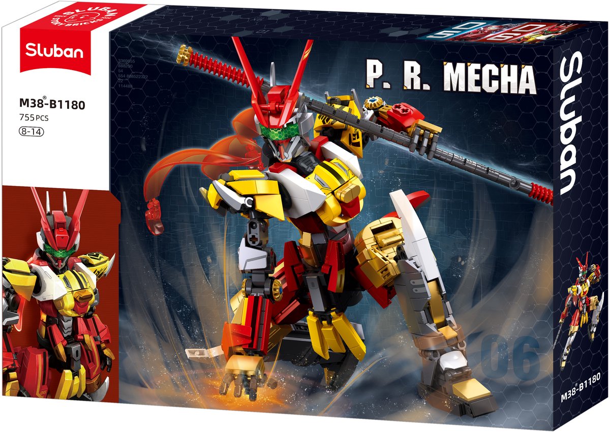 Sluban p.r. mecha cyber wukong bouwspeelgoed kinderen vanaf 12 jaar - constructiespeelgoed modelbouw - bouwdoos met 755 bouwstenen - m38-b1180