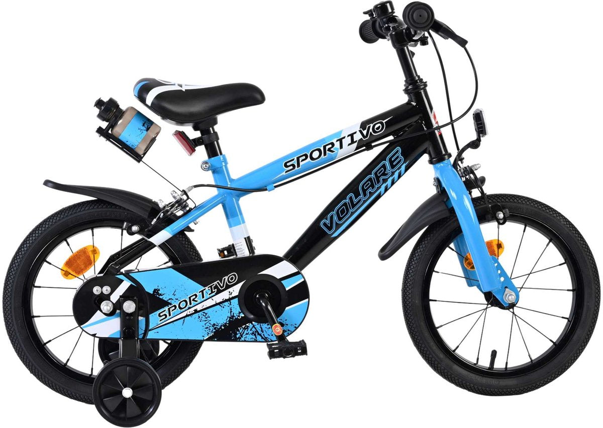 Volare sportivo kinderfiets - jongens - 14 inch - blauw zwart - twee handremmen