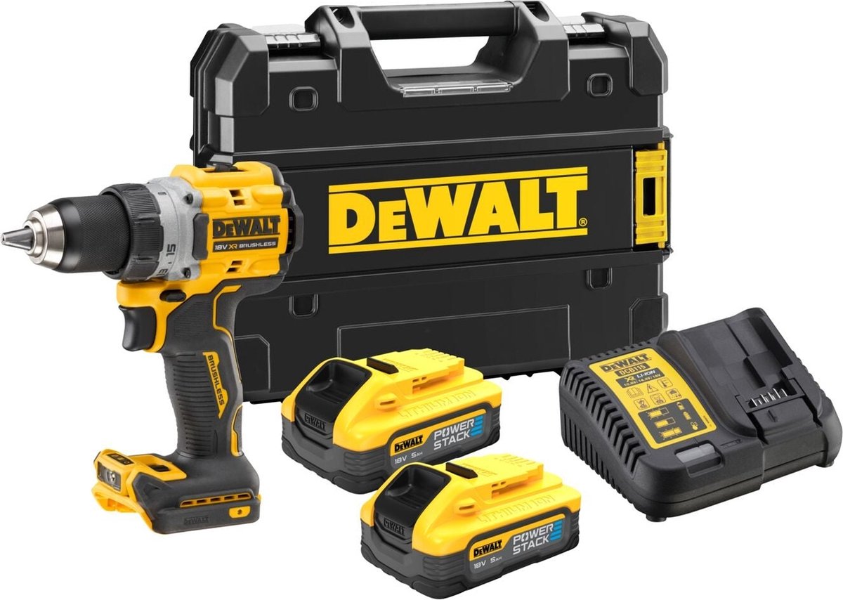 Dewalt dcd800h2t compacte accu schroefboormachine 18v xr 5.0ah powerstack in tstak