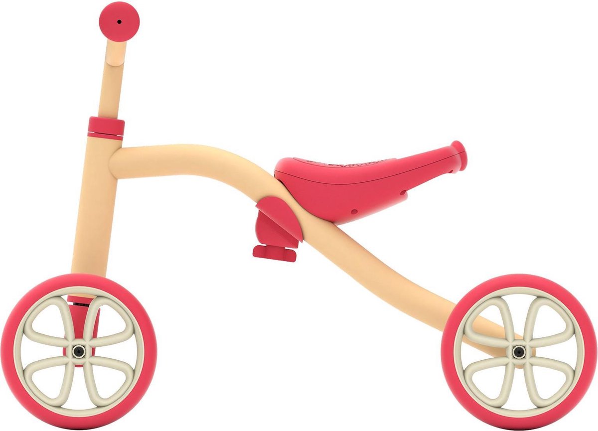 Chillafish loopfiets 1 jaar voor meisjes - vierwieler loopfiets tot 3 jaar met opbergvak - roze - lichtgewicht loopauto met verstelbare zitting en draaghandvat - extra stabiel - stille anti slip banden voor binnen en buiten - model quadi
