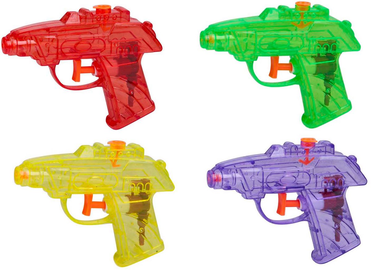 Edco eddy toys waterpistool - set 4 stuks - 11,5 cm - meerdere kleuren