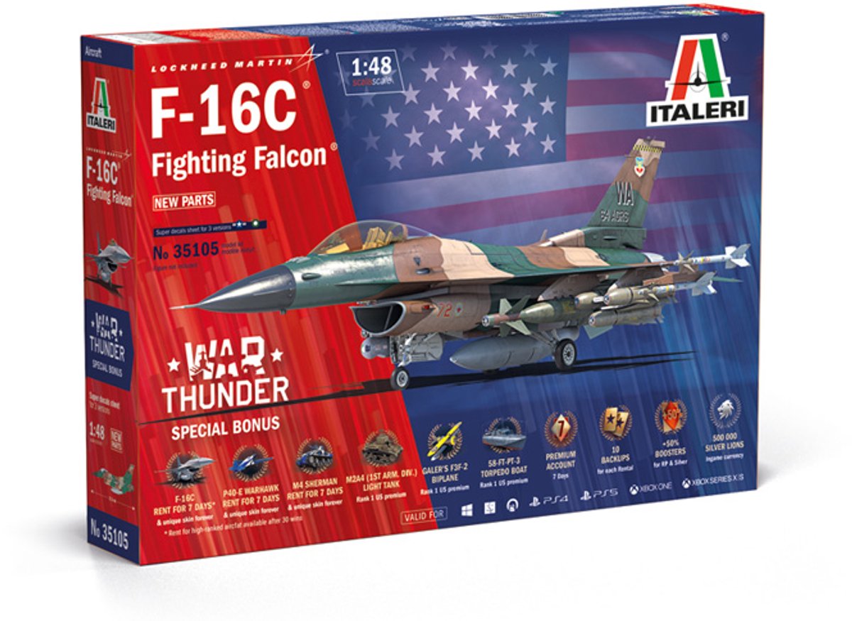 Italeri modelbouwpakket f-16c fighting falcon - straaljager 1:48 - 35105