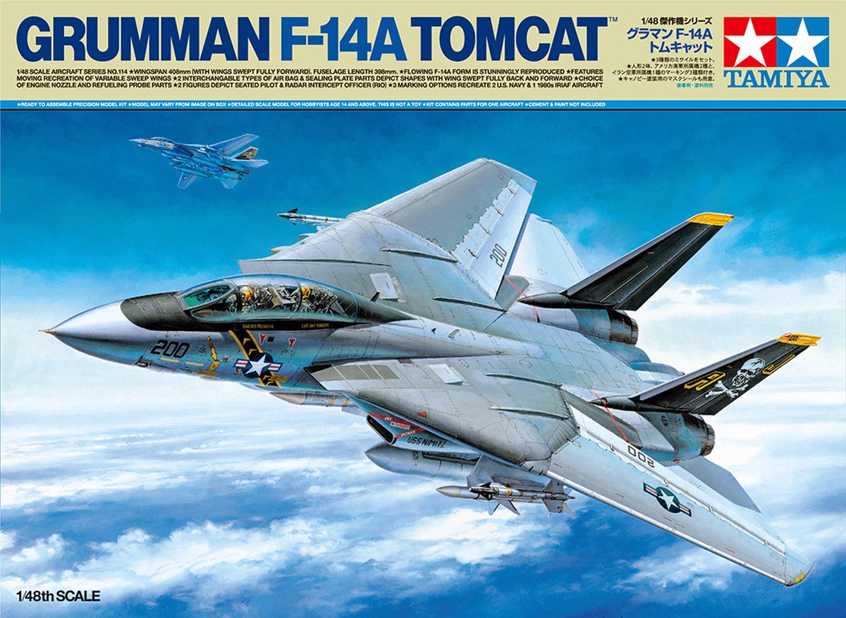 Tamiya modelbouwpakket militaire voertuigen - 61114 grumman f-14a tomcat plastic - 1:48 - modelbouw
