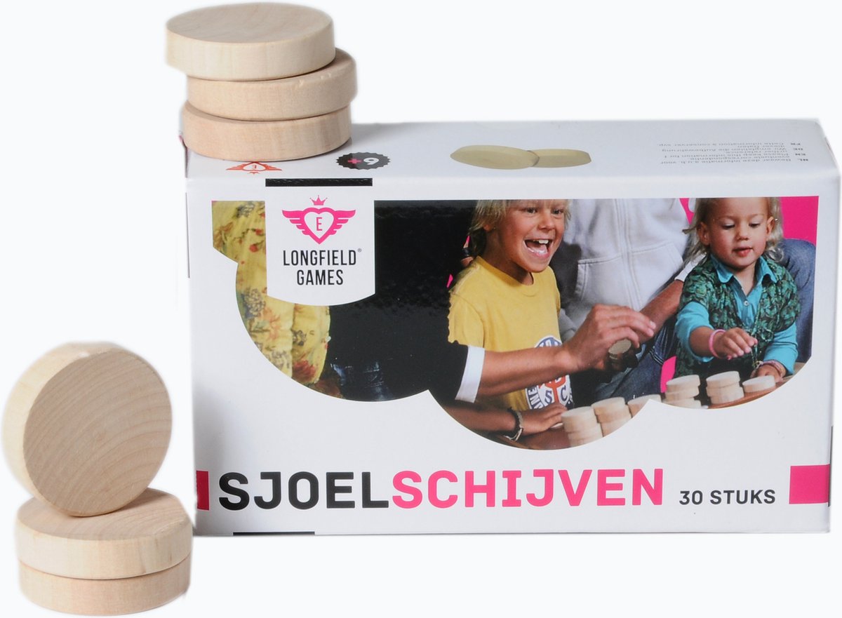 Longfield set sjsjoelschijven berkenhout groot – set van 30 hol gedraaide schijven ø 52 mm – voor sjoelbakken, recreatie wedstrijden –