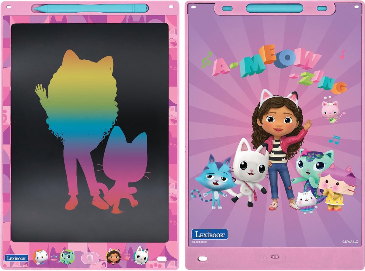 Lexibook gabby dollhouse 11’’ meerkleurige leer- en teken-e-ink-tablet met sjablonen