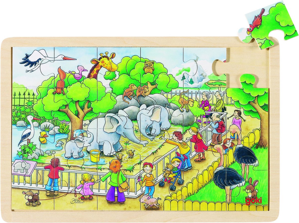 Goki houten legpuzzel bezoek aan de dierentuin, 24st.