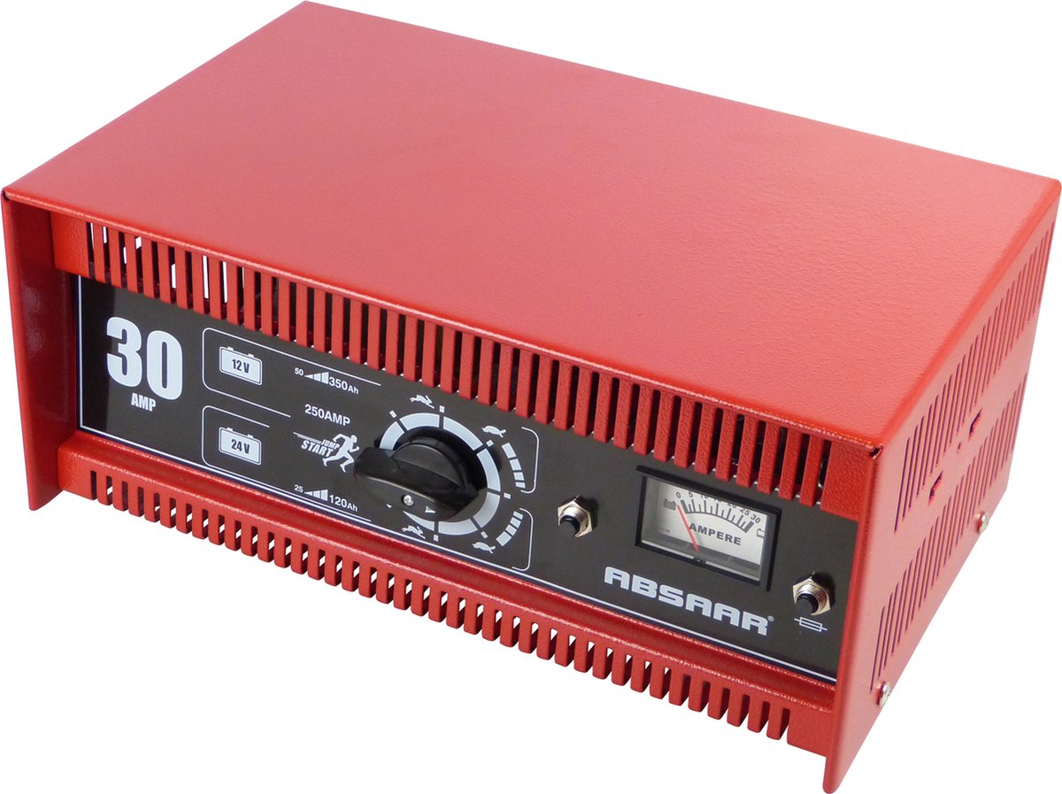 Absaar acculader sh250 30 amp - 12v 24v met jumpstarter - metalen behuizing