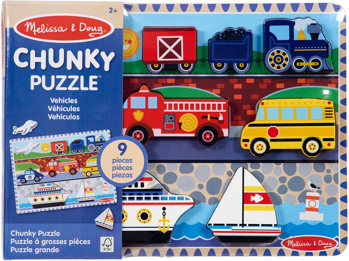 Melissa doug – houten puzzel – voertuigen