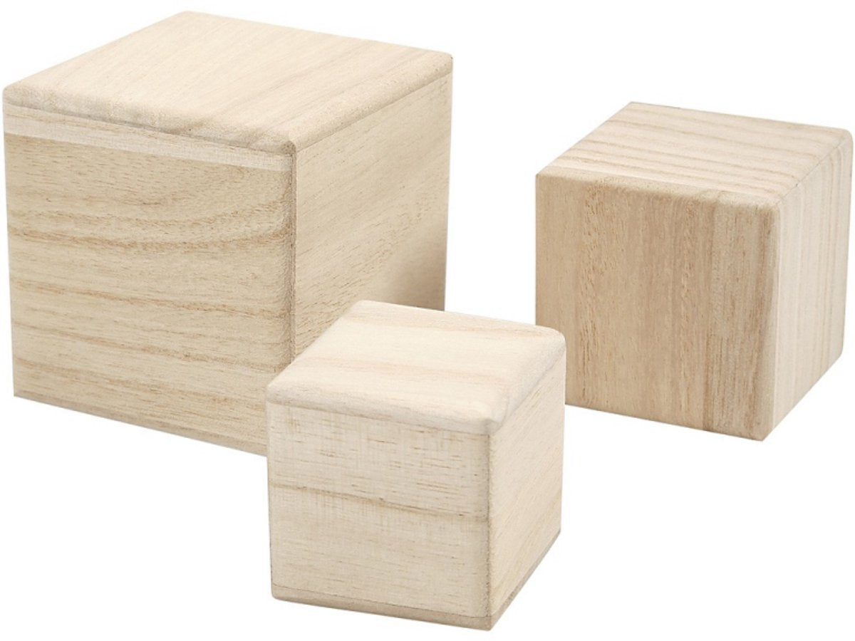 Creativ company houten kubussen, set van 3